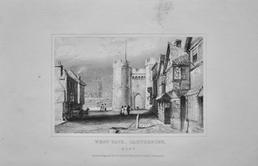 West Gate, Canterbury, Kent.  1845.