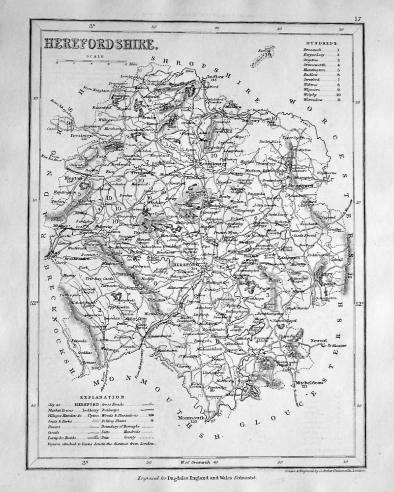 Herefordshire. (Map)  1845.
