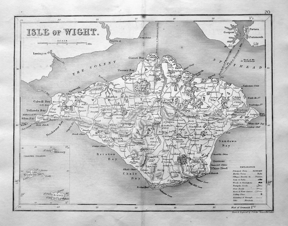Isle of Wight.  (Map)  1845.