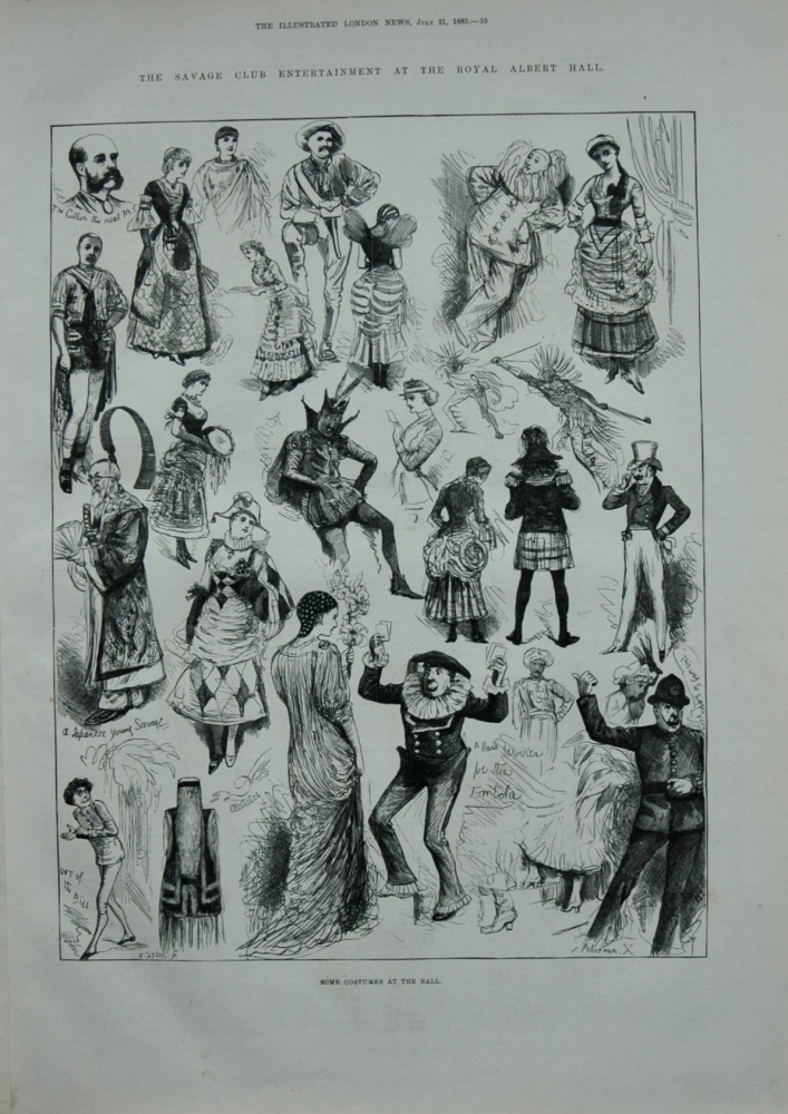 The Savage Club Entertainment at the Royal Albert Hall : Some Costumes at the Ball. 1883.