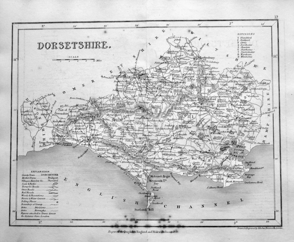 Dorsetshire.  (Map)  1845.