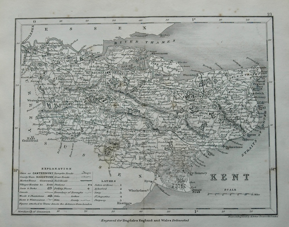 Kent.  (Map).  1845.