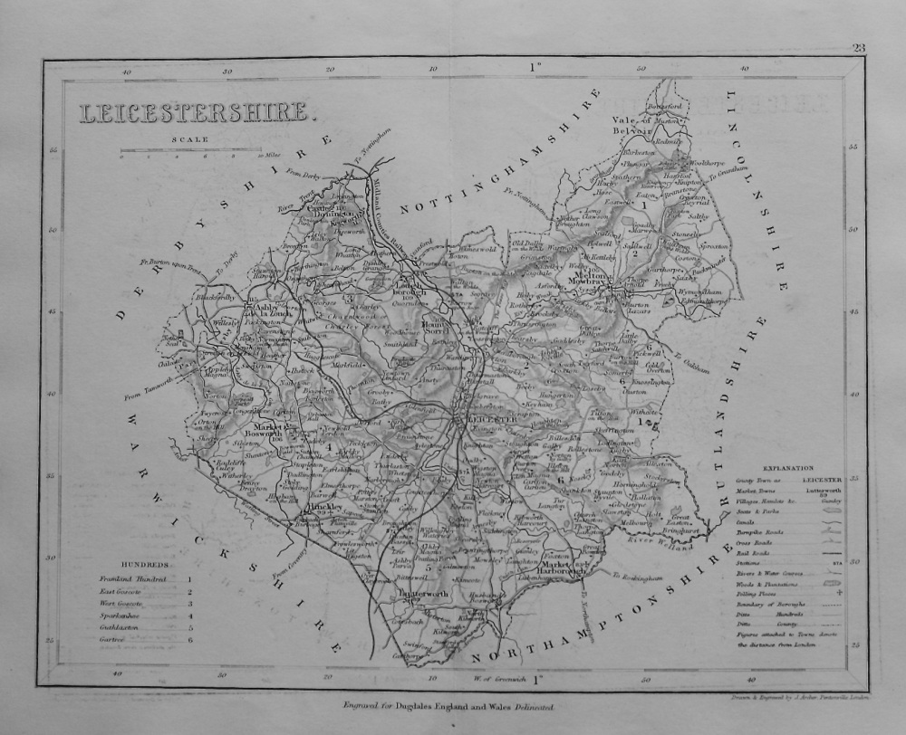 Leicestershire.  (Map) 1845.