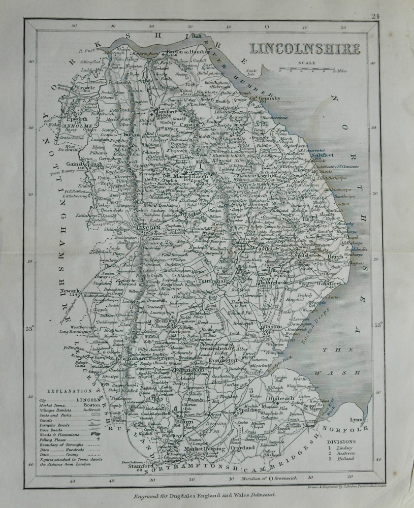 Lincolnshire.  (Map)  1845.