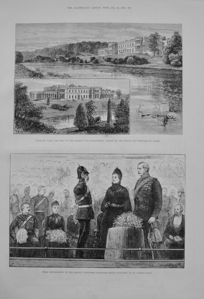 Wynyard Park, the Seat of the Marquis of Londonderry, Visited by the Prince and Princess of Wales.  1883.