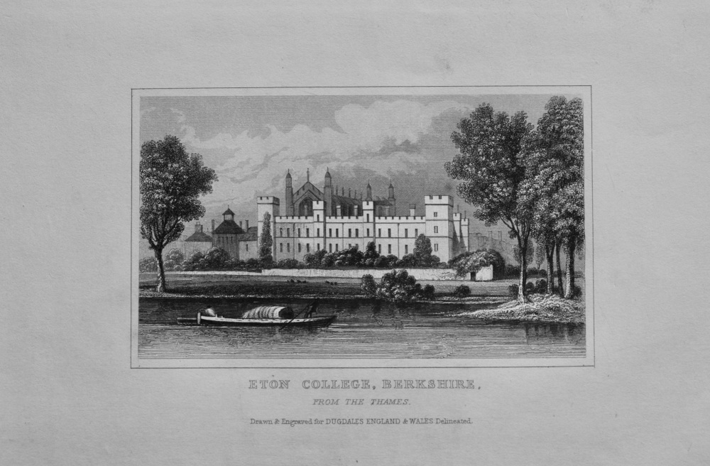 Eton College, Berkshire, from the Thames.  1845.