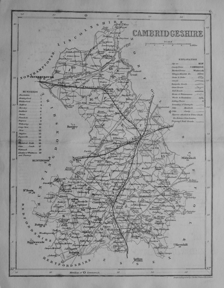 Cambridgeshire.  (Map)  1845.