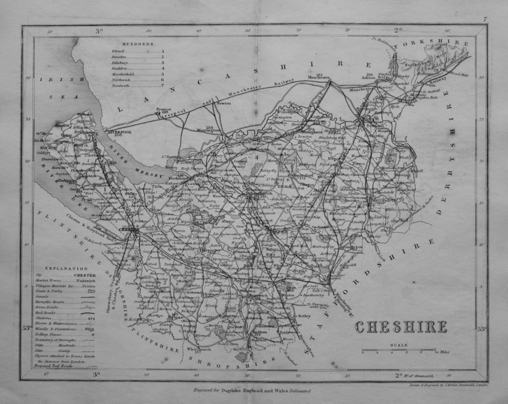 Cheshire.  (Map)  1845.