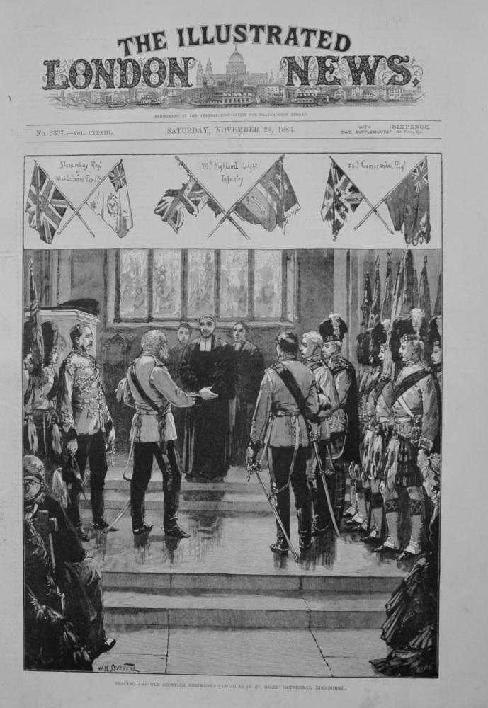 Placing the Old Scottish Regimental Colours in Si. Giles' Cathedral, Edinburgh.- 1883
