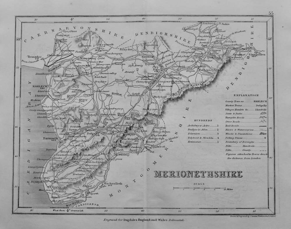 Merionetshire.  (Map)  1845.