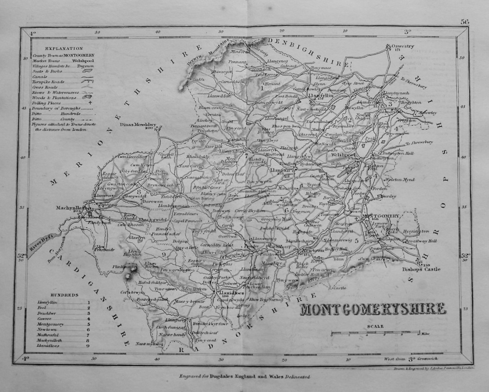Montgomeryshire.  (Map)  1845.