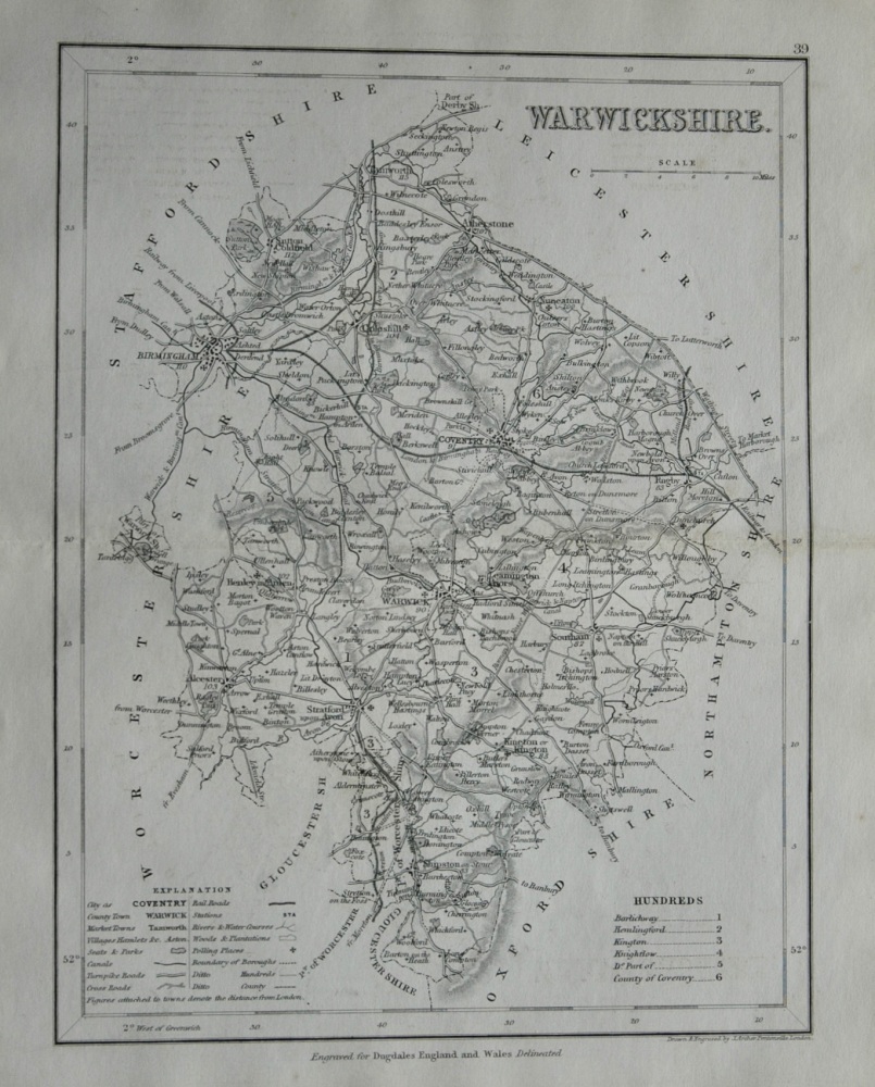 Warwickshire.  (Map)  1845.
