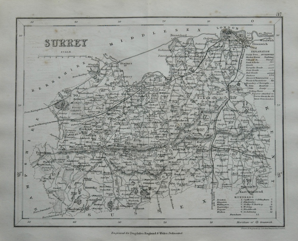 Surrey.  (Map)  1845.