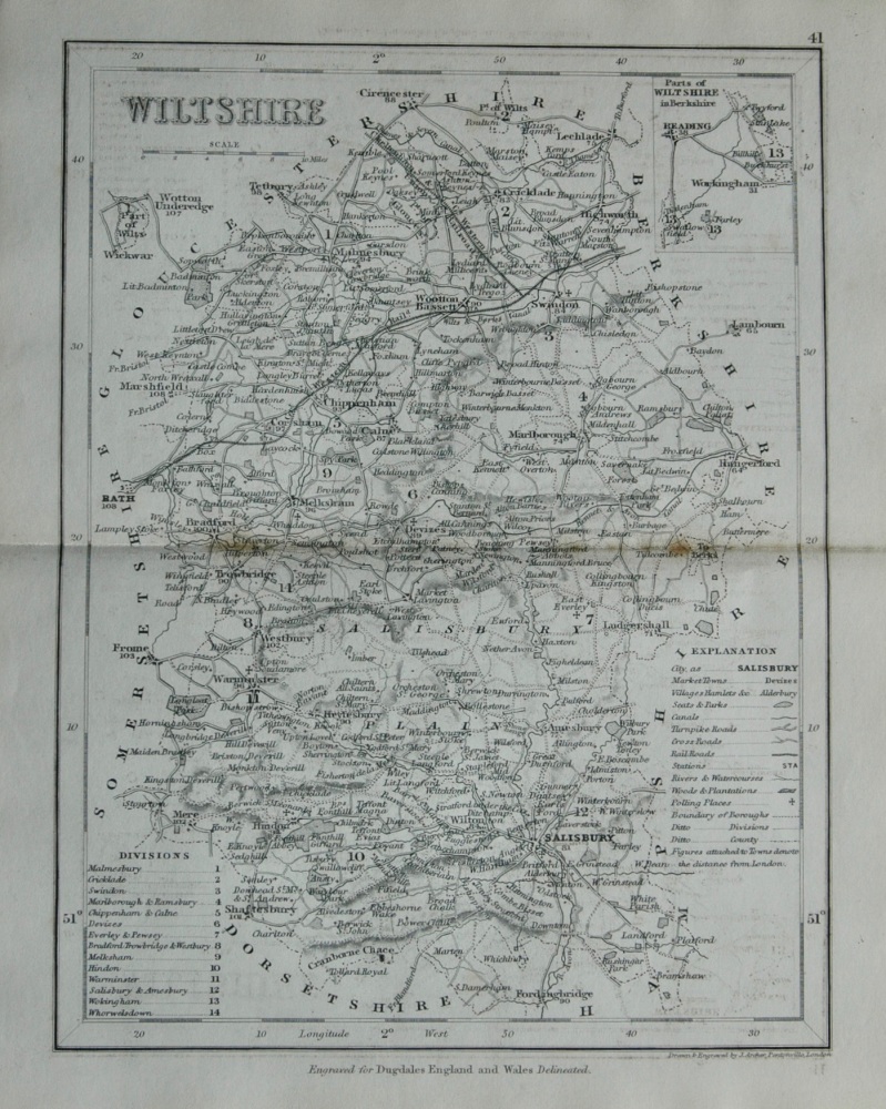 Wiltshire. (Map)  1845.