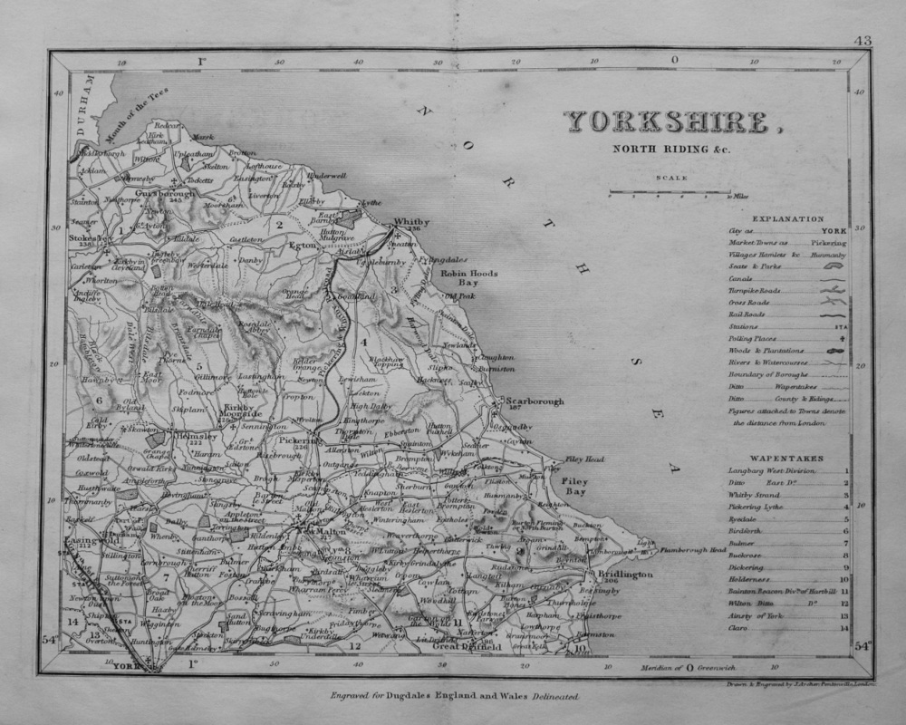Yorkshire, North Riding & c.  (Map)  1845.