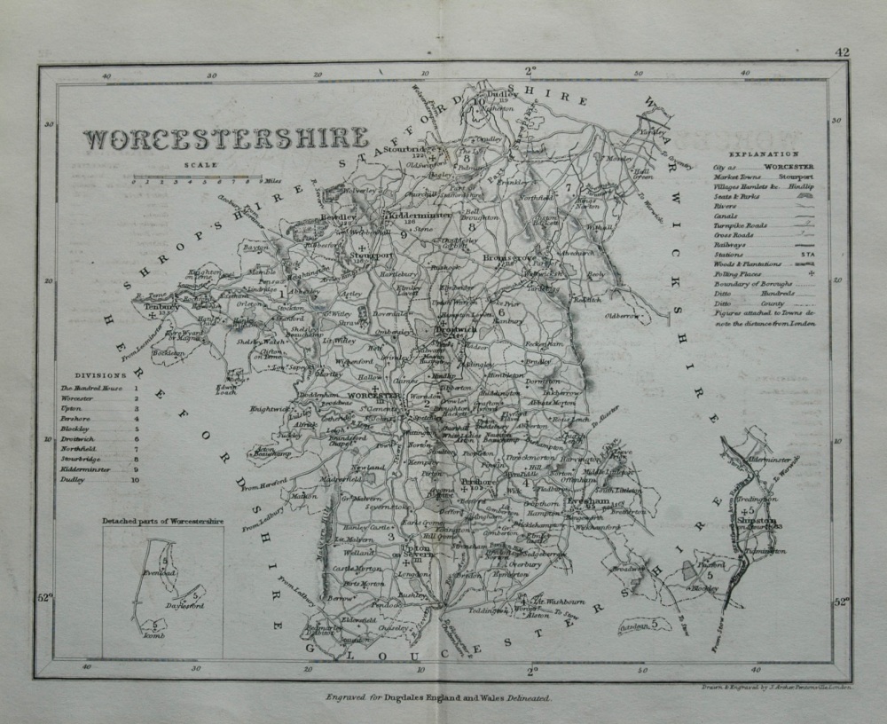 Worcestershire.  (Map)  1845.