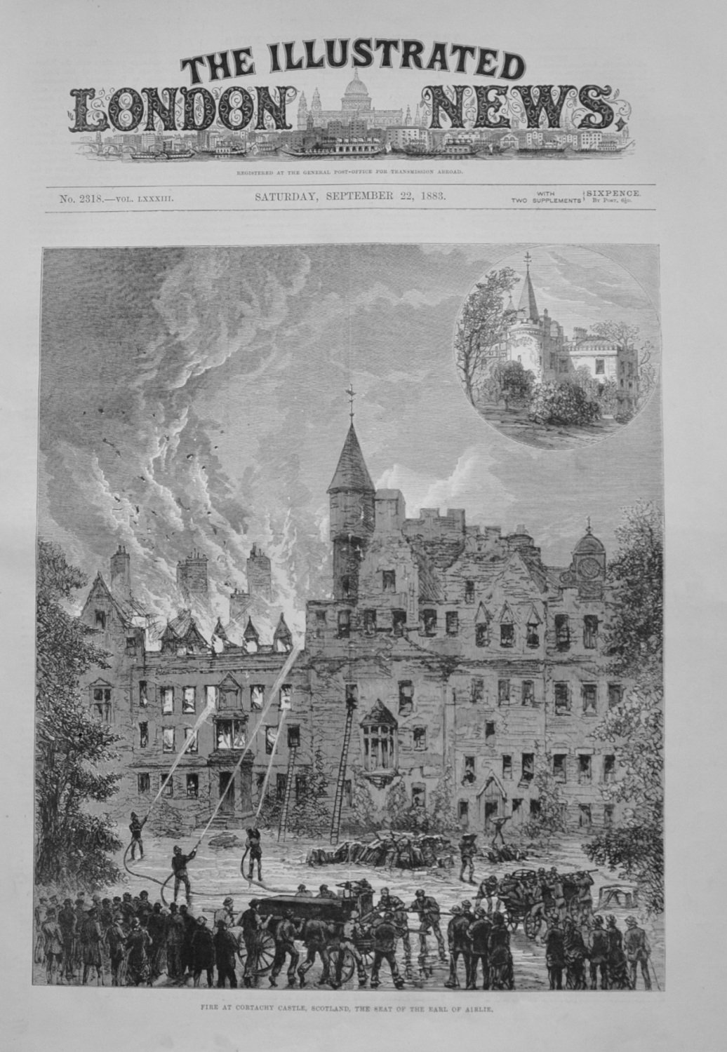 Fire at Cortachy Castle - 1883