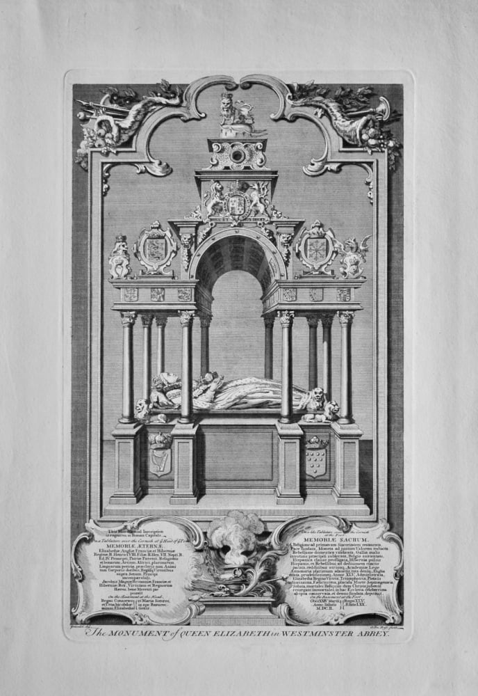 Monument of Queen Elizabeth in Westminster Abbey.  1736.