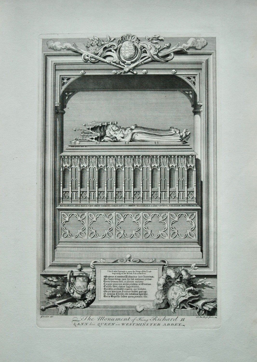 Monument of King Richard II & Ann his Queen in Westminster Abbey.  1736