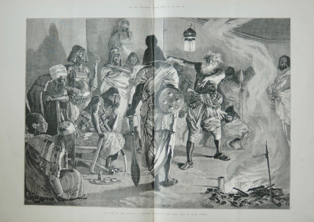 The War in the Soudan : A Dervish Preaching the Holy War to Arab Chiefs.  - 1883