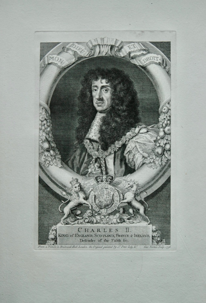 Charles II. King of England, Scotland, France & Ireland, Defender of the Faith &c.   1736.