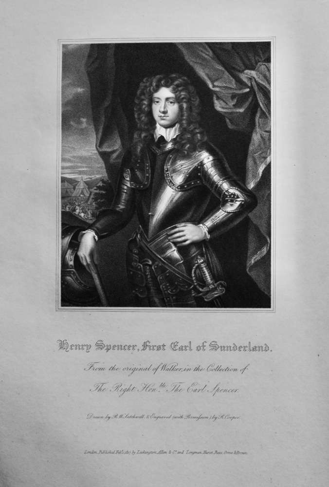 Henry Spencer, First Earl of Sunderland.  1821.