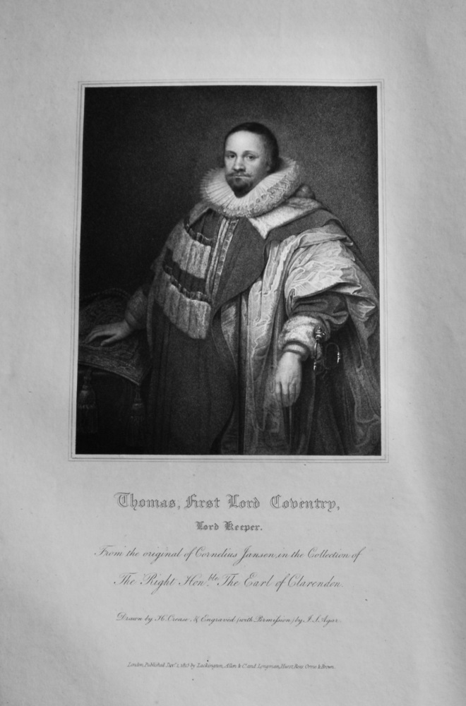 Thomas, First Lord Coventry, Lord Keeper.   1821.