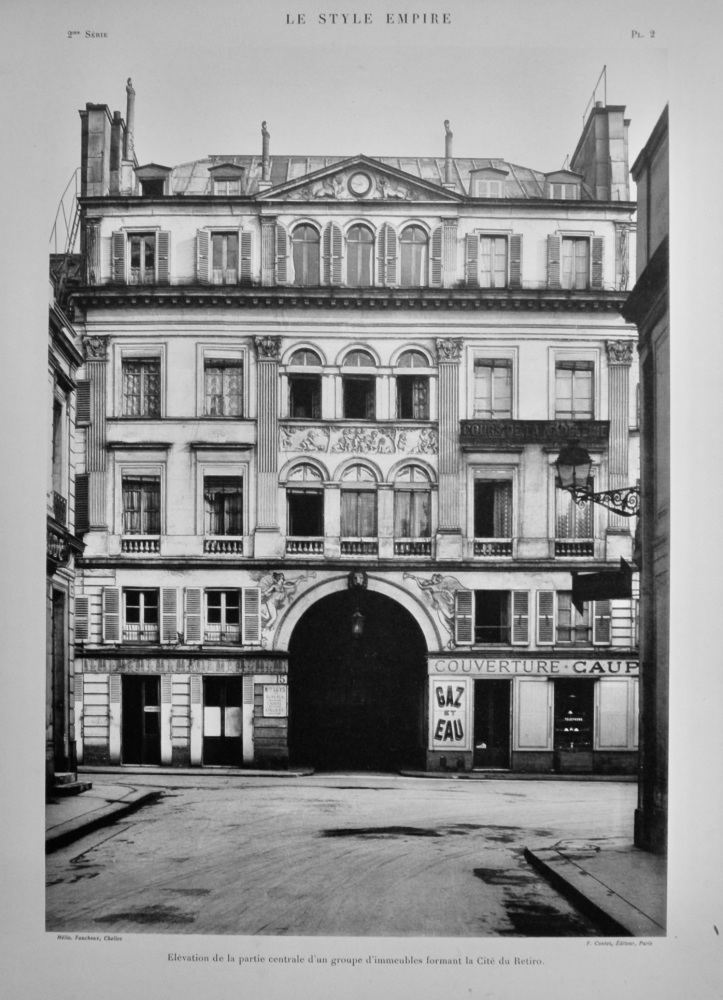 Elevation de la partie centrale d'un groupe d'immeubles formant la Cite du Retiro.   1924.