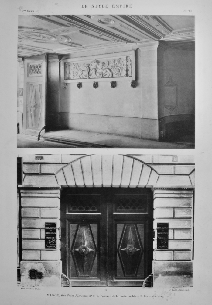 Maison, Rue Saint-Florentin No 6.    1- Passage de la porte cohere.  2- Porte cohere.   1924.