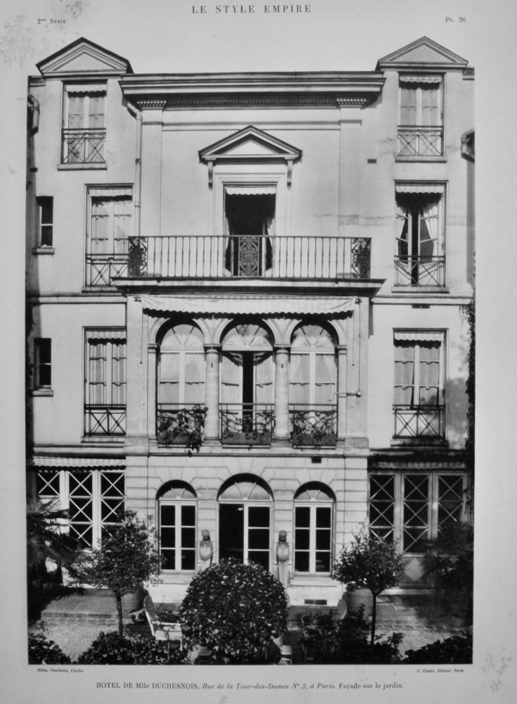 Hotel De Mlle Duchesnois,  Rue de la Tour-des-Dames No. 3, a Paris.  Facade sur le jardin.  1924.