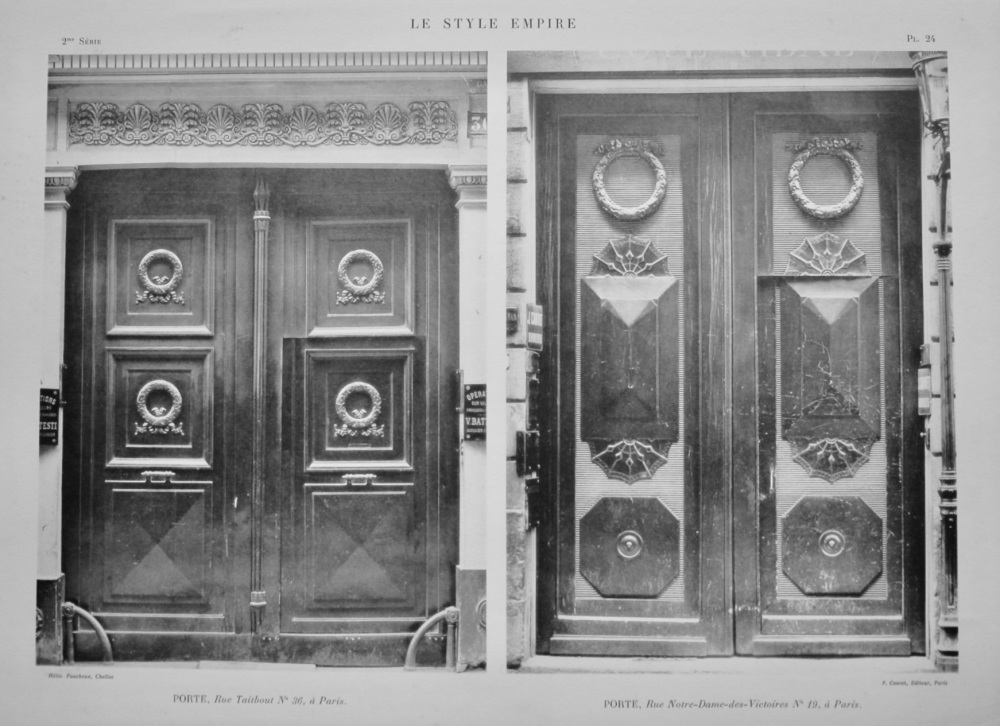 Porte, Rue Taitbout No 36, a Paris   &   Porte, Rue Notre-Dame-des-Victoires No 19, a Paris.   1924.