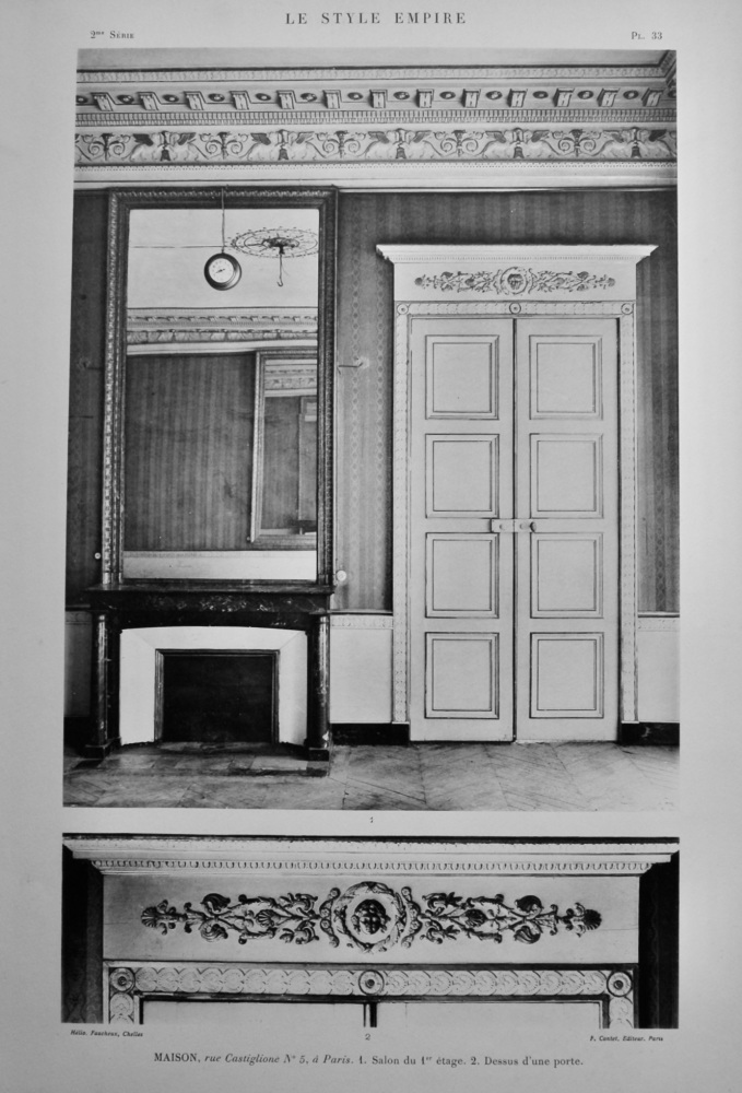 Maison,  rue Castiglione No. 5, a Paris.   1- Salon du 1er etage.   2- Dessus d'une porte.  1925.