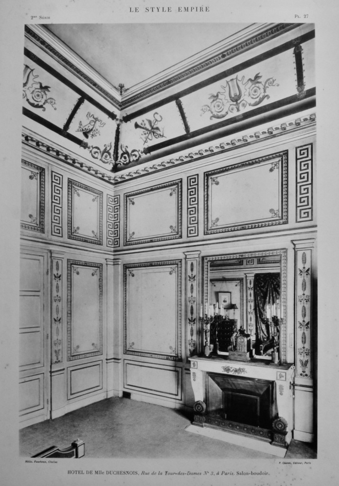 Hotel De Mlle  Duchesnois, Rue de la Tour-des-Dames No 3, a Paris.  Salon-boudoir.  1924.