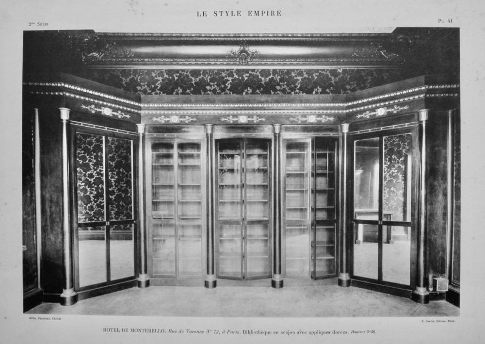 Hotel De Montebello.  Rue de Varenne No. 73, a Paris.  Bibliothèque en acajou avec appliques dorées.  1924.