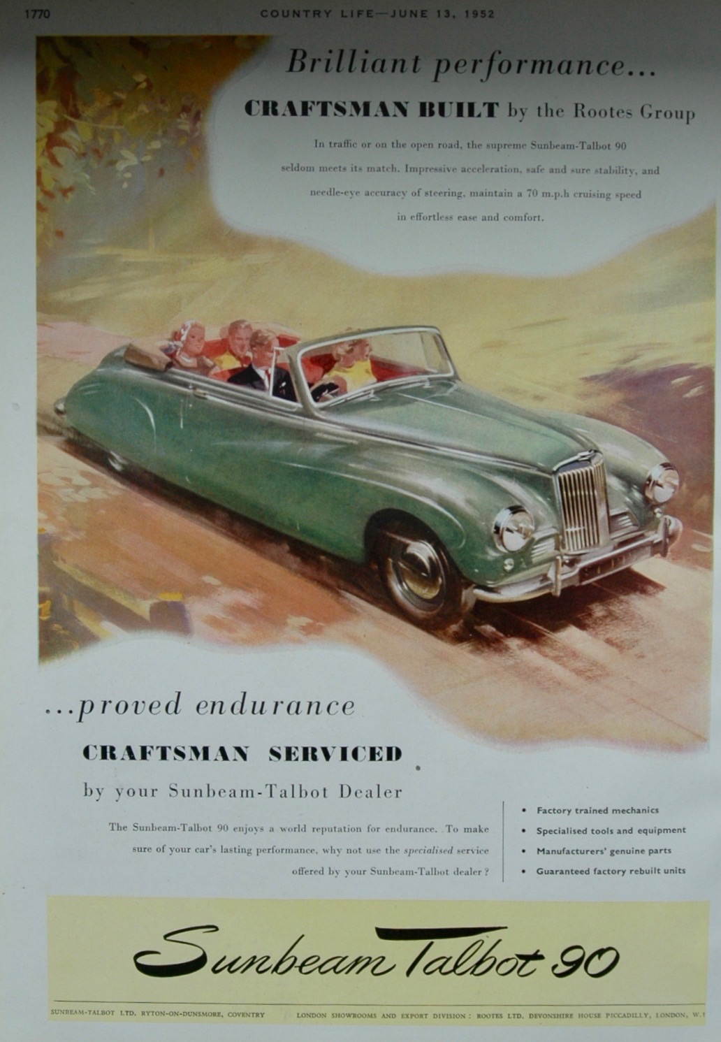 Advert for Sunbeam Talbot 90