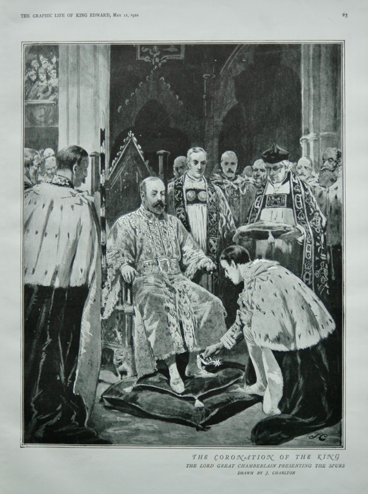 Coronation of the King : The Lord Great Chamberlain Presenting the Spurs.  (King Edward VII.)