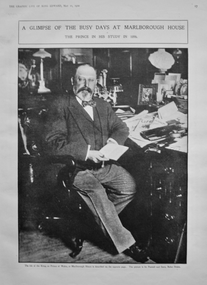 A Glimpse of the Busy Days at Marlborough House : The Prince in his Study in 1896. (King Edward VII.)