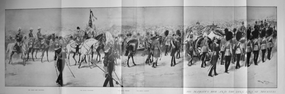His Majesty's Bier and the Long Line of Mourners.  (King Edward VII.)  1910.