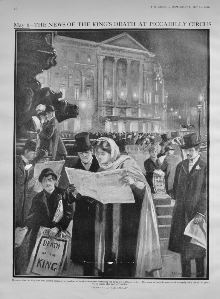 May 6- News of the King's Death at Piccadilly Circus.  (King Edward VII. )