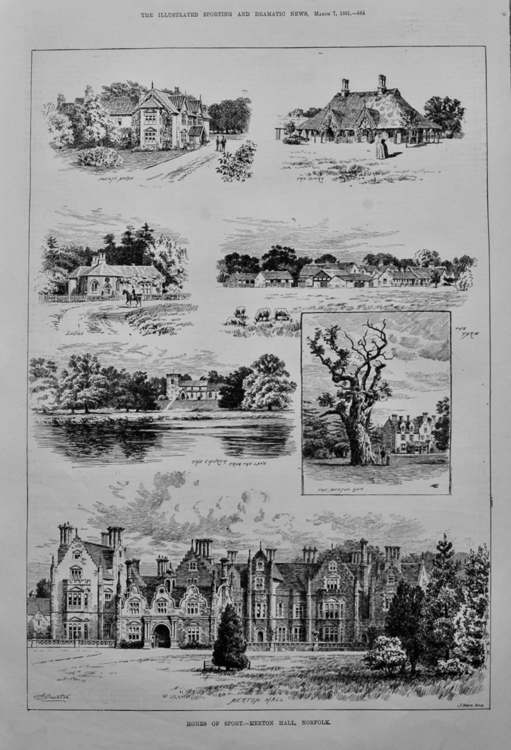 Homes of Sport.- Merton Hall, Norfolk.  1891.