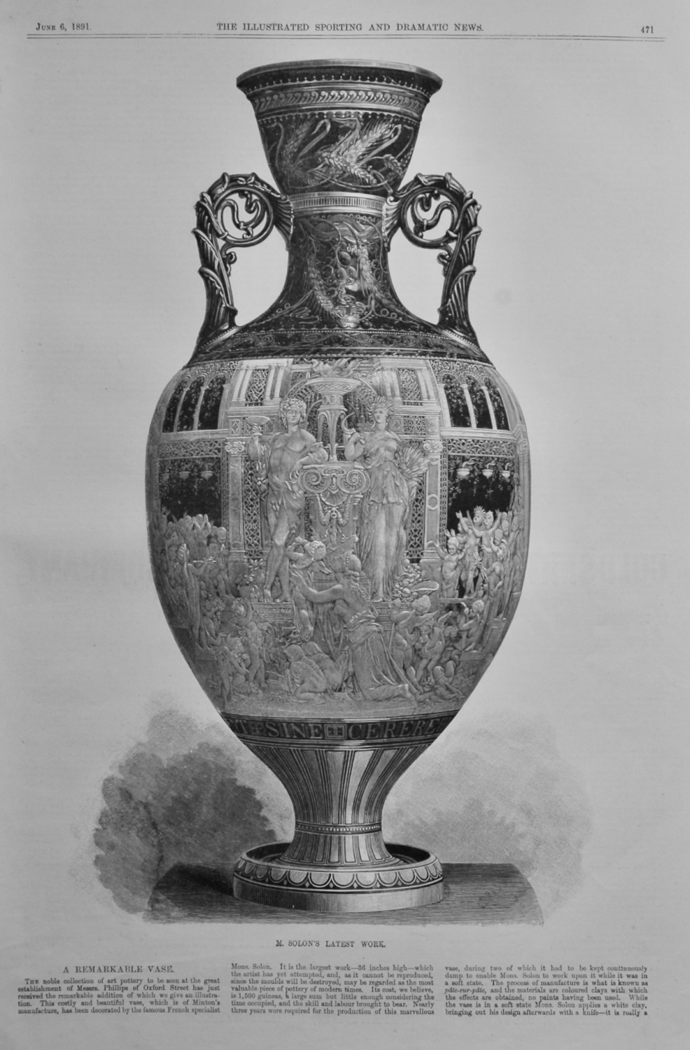 A Remarkable Vase.  M. Solon's Latest Work.  1891.