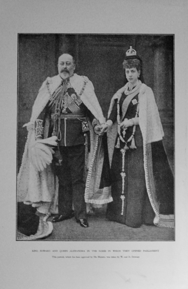 King Edward and Queen Alexandra in the Robes in which they opened Parliament. - 1901