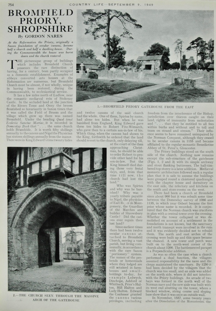 Bromfield Priory, Shropshire - 1949