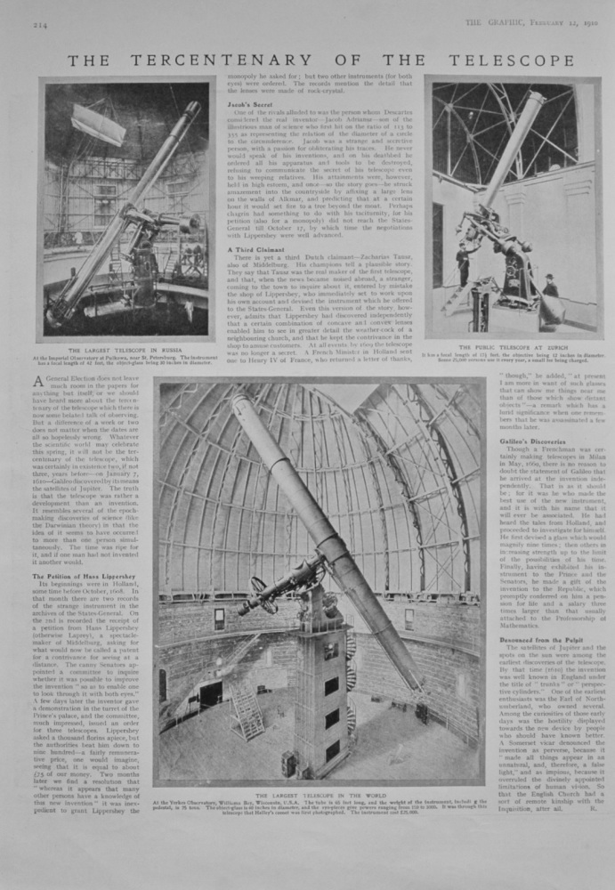 The Tercentenary of the Telescope - 1910