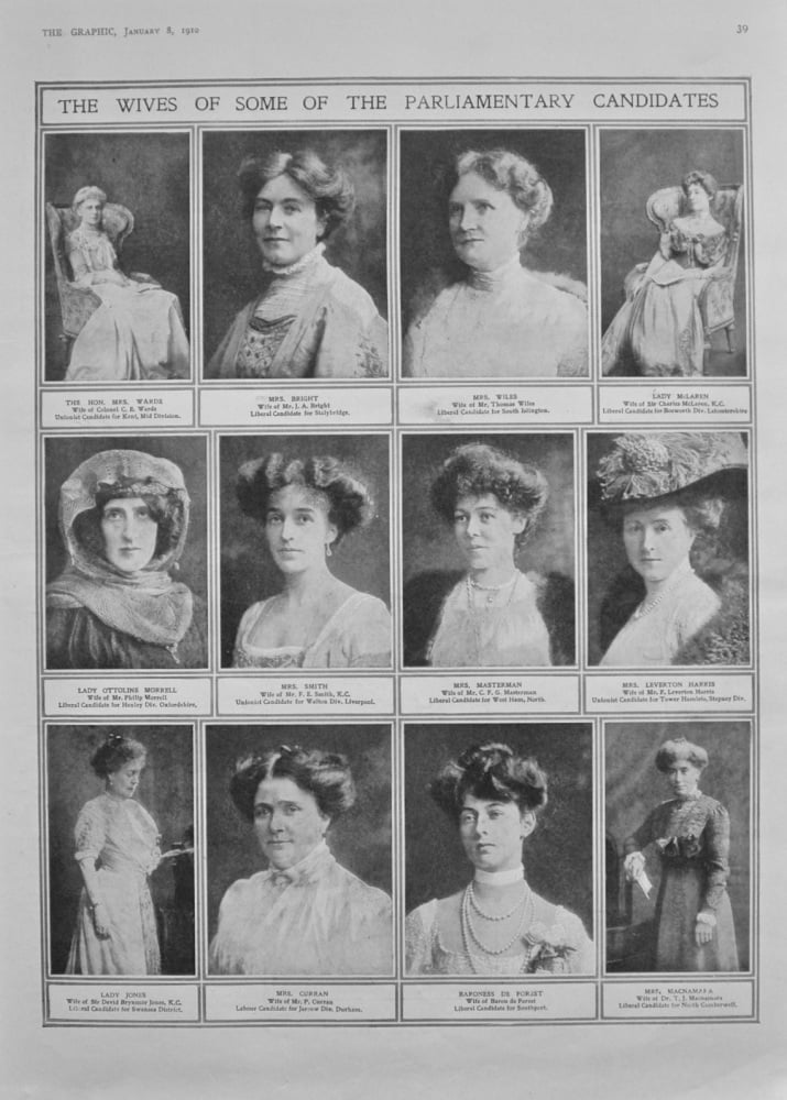 The Wives of some of the Parliamentary Candidates - 1910
