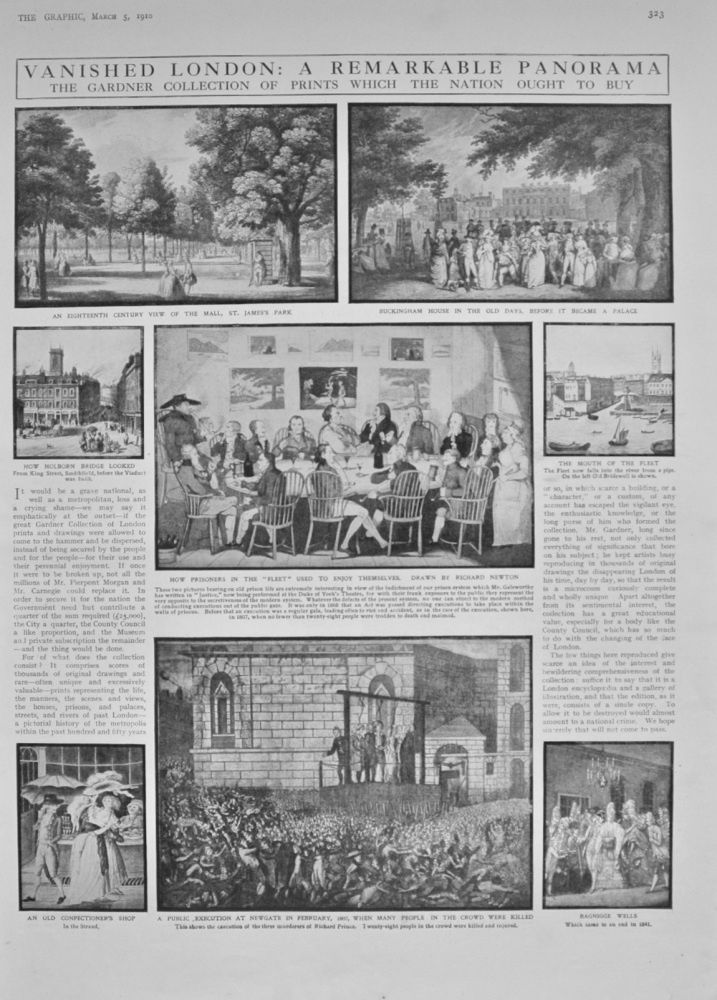 Vanished London: A Remarkable Panorama : The Gardner Collection of Prints which the Nation ought to Buy. 1910.