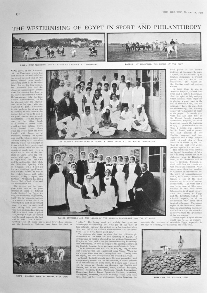 The Westernising of Egypt in Sport  and Philanthropy.   1910