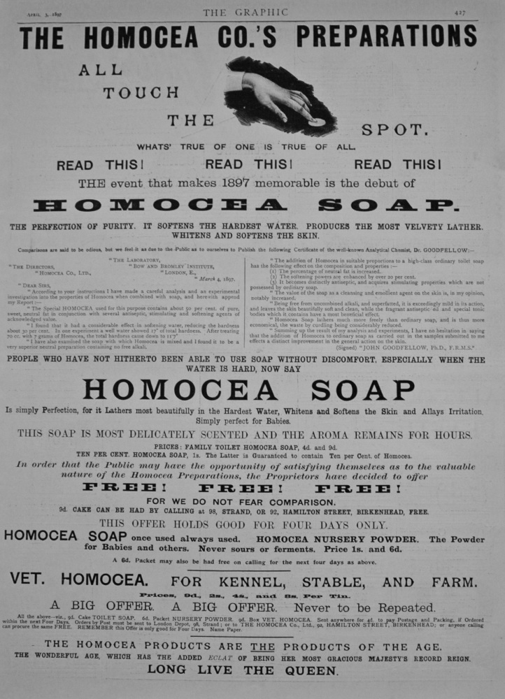Homocea Soap Advert - 1897