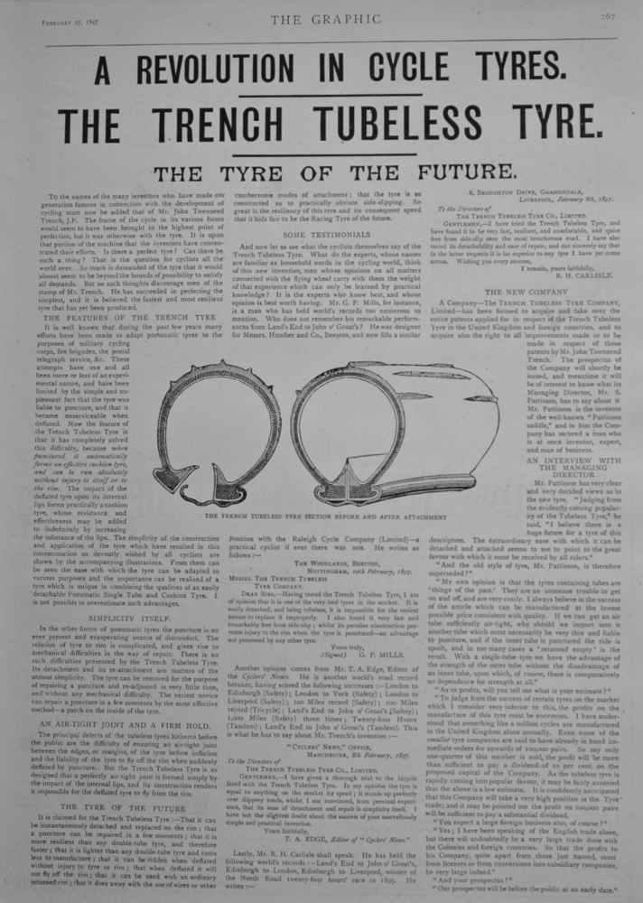 The Trench Tubeless Tyre Advert - 1897