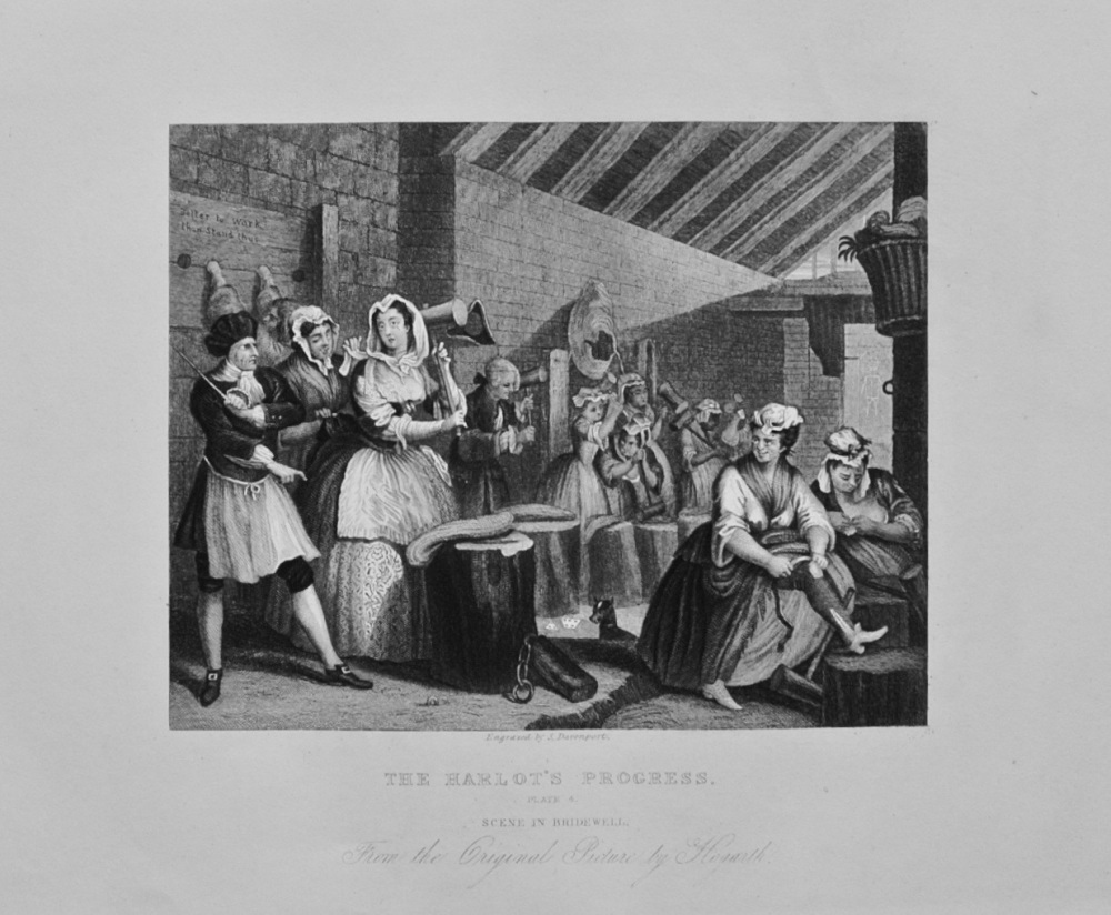 The Harlot's Progress - Plate 4 - Scene in Bridewell.   c1870.